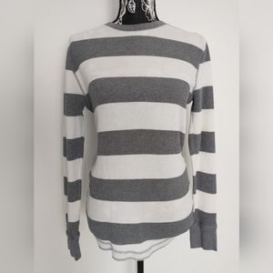 Mossimo Supply Co. Grey/White Striped Long Sleeve Top